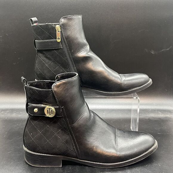 Tommy Hilfiger Isleen black chelsea ankle boot womens 10M - Picture 1 of 9